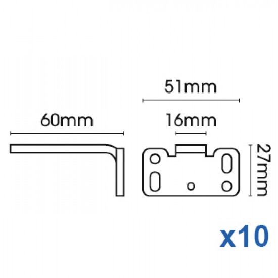 Square Smart fix 60mm Bracket only in White and Silver (pack of 10) Square Smart fix 60mm Bracket only in White and Silver (pack of 10)