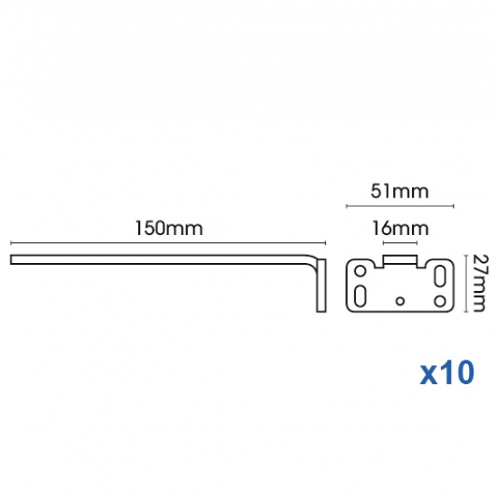 Square Smart fix 150mm Bracket only in White and Silver (pack of 10) Square Smart fix 150mm Bracket only in White and Silver (pack of 10)