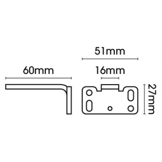 Square Smart fix 60mm Bracket Slotted for Metropole & Metroflat