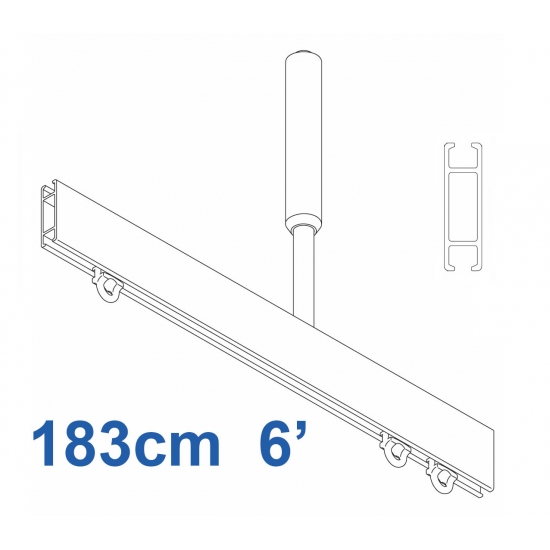 1085 Shower Rail  Straight  in Silver (Reversible) 183cm  6' (DISCONTINUED April 2019)