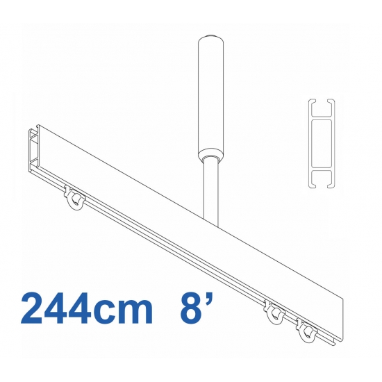1085 Shower Rail Straight  in Silver (Reversible) 244cm  8' (DISCONTINUED April 2019)