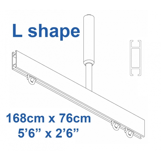 1085 Shower Rail  L shape in Silver  168cm x 76cm (DISCONTINUED April 2019) 