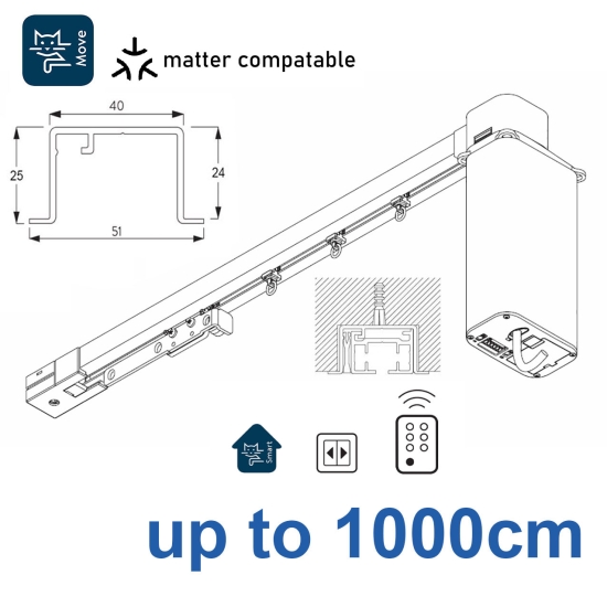 5600 Electric recess & 5600 Wave Electric recess systems, White or Black.  up to 1000cm