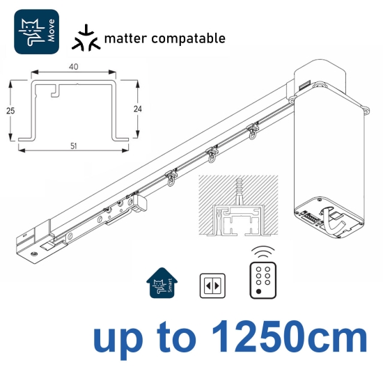 5600 Electric recess & 5600 Wave Electric recess systems, White or Black.  up to 1250cm