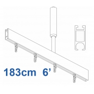 6100 Shower Rail  Straight  in Silver 183cm  6'
