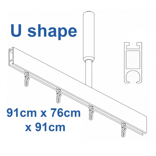 6100 Shower Rail U shape in Silver  91cm x 76cm x 91cm 