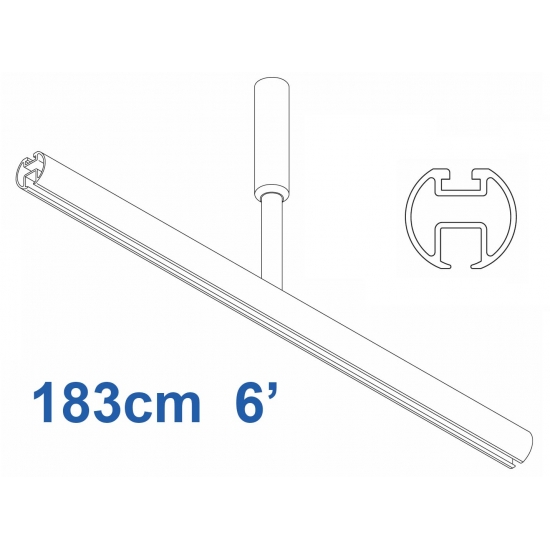 6103 Shower Rail  Straight in White 183cm  6'