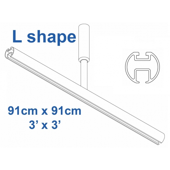 6103 Shower Rail  L shape in White  91cm x 91cm  3' x 3'