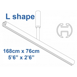 6103 Shower Rail  L shape in White 168cm x 76cm 