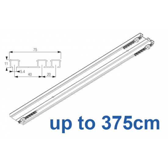 6293 Hand operated triple track system (White only)  up to 375cm Complete
