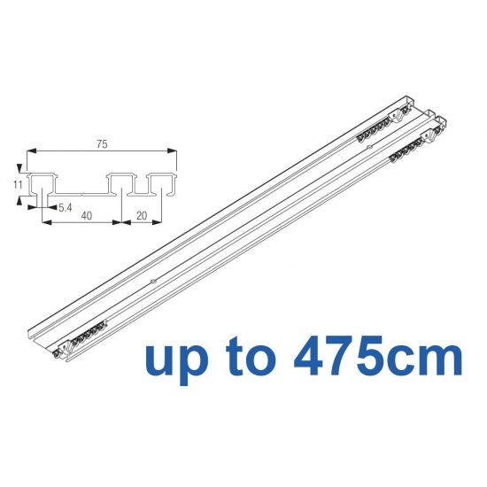 6293 Hand operated triple track system (White only)  up to 475cm Complete