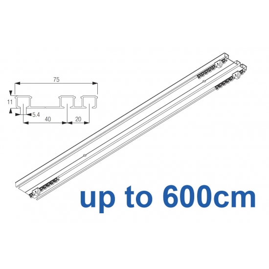 6293 Hand operated triple track system (White only)  up to 600cm Complete