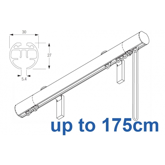 7630 (6120M) 30mm Cord Drawn Metropole White, Black, Matt White, Ecru up to 175cm complete