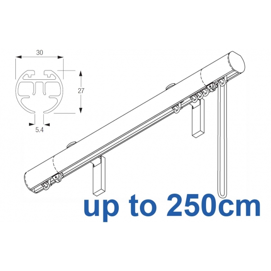 7630 (6120M) 30mm Cord Drawn Metropole White, Black, Matt White, Ecru up to 250cm complete