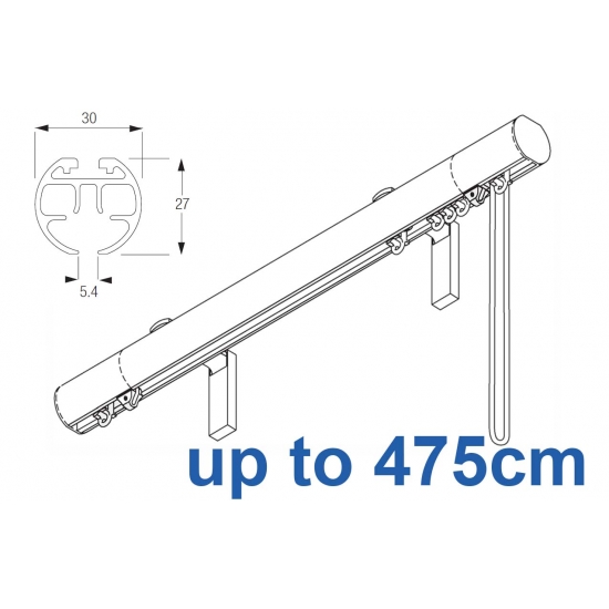 7630 (6120M) 30mm Cord Drawn Metropole White, Black, Matt White, Ecru up to 475cm complete