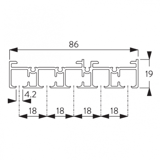 Profile 5 channel white (Price per Metre)