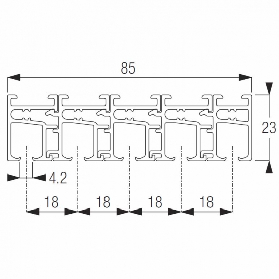 Profile 5 channel white (Price per Metre)