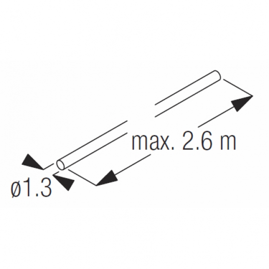 Wire METAL 1.3mm x 2.6m (side guide)  (per length 260cm)