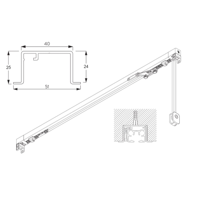 3970 Recess Corded systems. Large Profile. (For heavy weight applications) (White Only)