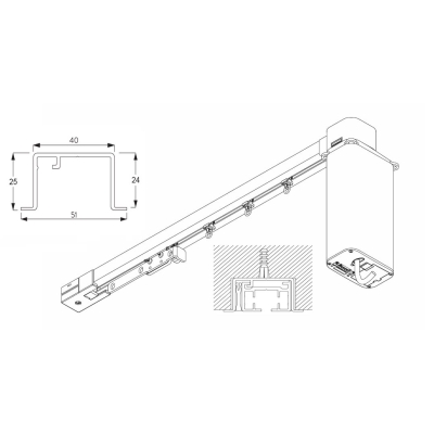 5600  Recess and Wave Recess Electric systems. Large profile. (For medium to heavy weight applications) Now also available in Black