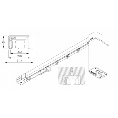 5600 Recess Electric systems. Large profile. (For medium to heavy weight applications) (White Only)