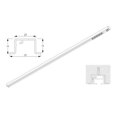 6465 Recess Hand drawn systems. Medium profile. (For light weight applications) Now also available in Black