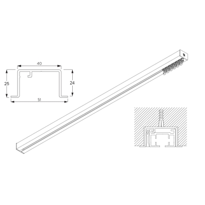 6970 Recess and Wave Recess Hand drawn systems. Large Profile. (For heavy weight applications) Now also available in Black