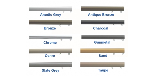 7610 (6130M) Anodic Grey, Antique Bronze, Bronze, Charcoal, Chrome, Gunmetal, Ochre, Sand, Slate Grey, Taupe