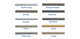 7610 (6130M) Anodic Grey, Antique Bronze, Bronze, Charcoal, Chrome, Gunmetal, Ochre, Sand, Slate Grey, Taupe